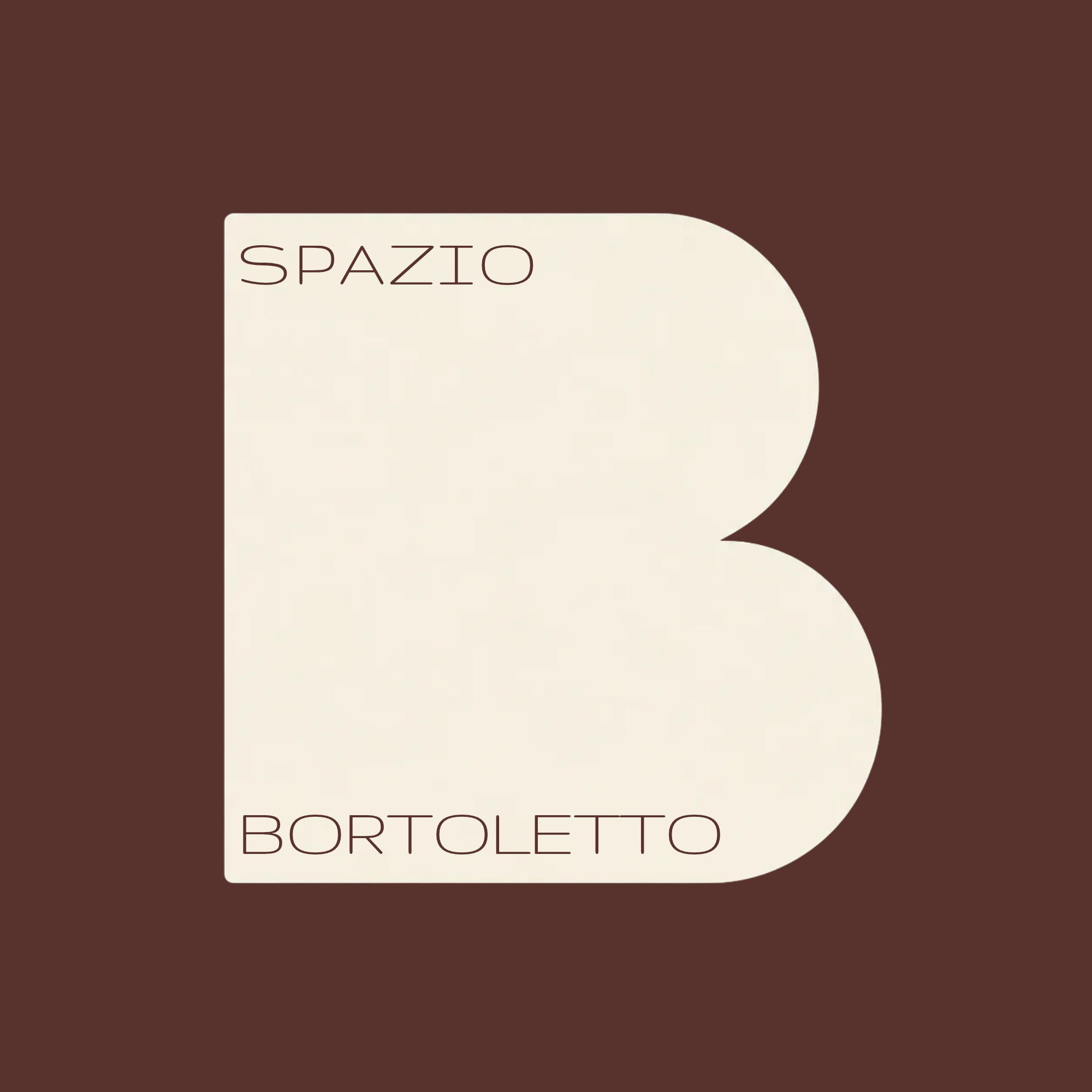 Spazio Bortoletto — monograma B em creme sobre fundo marrom